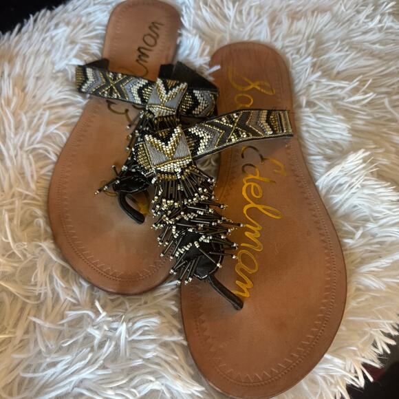 Womens Sam Edelman Tribal Beaded Sandals  Boho Chic 10 - Picture 1 of 6